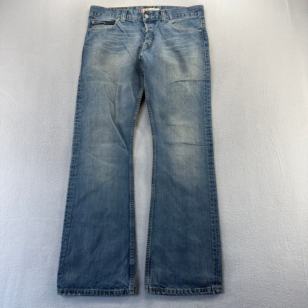 Vintage Leivs Jeans men's 34x34 Blue Denim Dark Wash Bootcut Baggy Wide leg 512